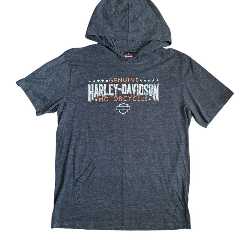 Harley-Davidson Gray and Orange Short Sleeve Tee